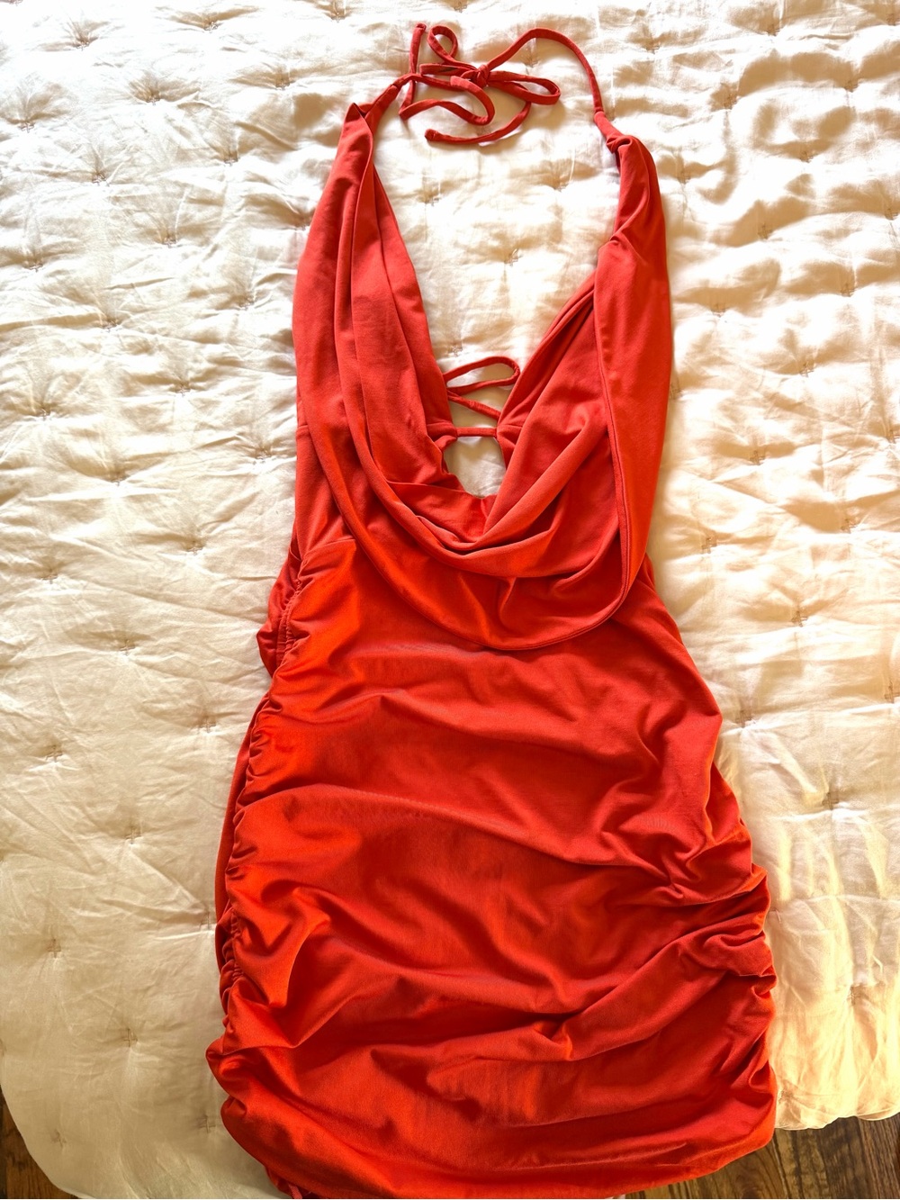 Oh Polly Red Halter Cowl Neck Bodycon Dress - Picture 2 of 9